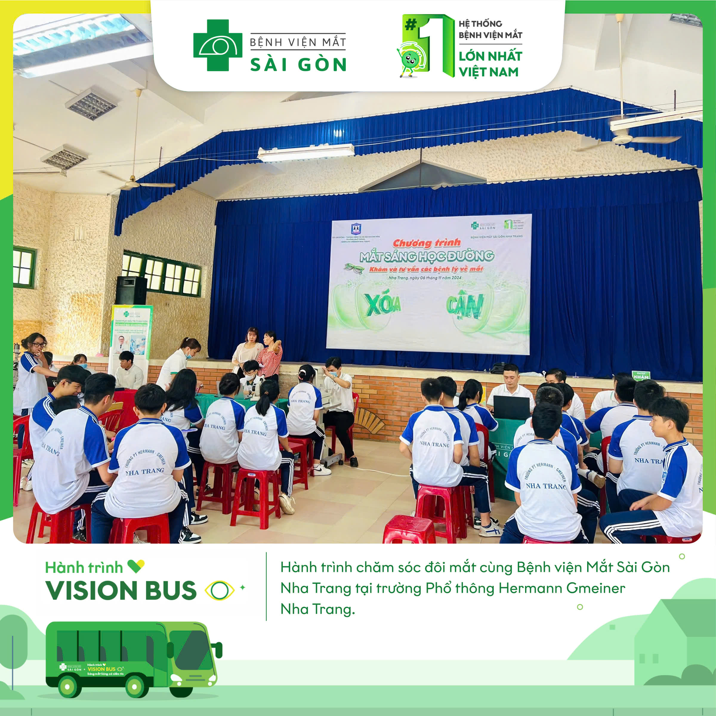 VISION BUS 11/ 2024 ĐÃ CÓ MẶT TẠI TRƯỜNG HERMANN GMEINER NHA TRANG, MANG THEO SỨ MỆNH " SÁNG MẮT SÁNG CẢ NIỀM TIN"! 